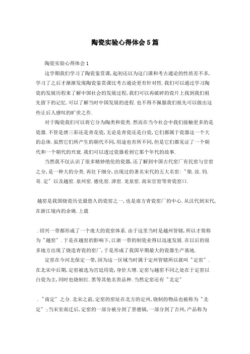 陶瓷实验心得体会5篇