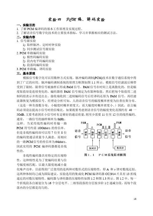 实验四 PCM编、解码实验