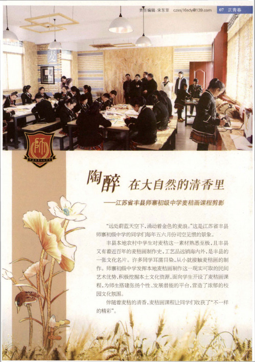 陶醉在大自然的清香里——江苏省丰县师寨初级中学麦秸画课程剪影