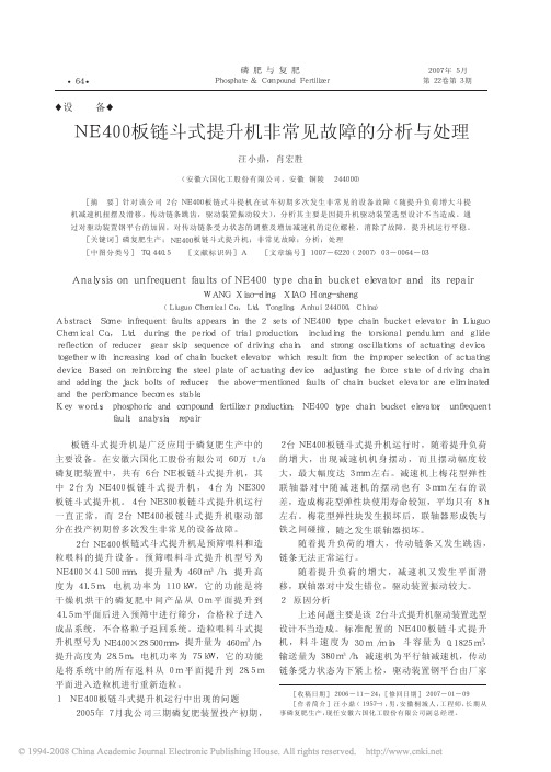 NE400板链斗式提升机非常见故障的分析与处理