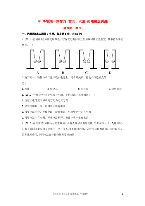 中考物理一轮复习 第5、6章 知能梯级训练
