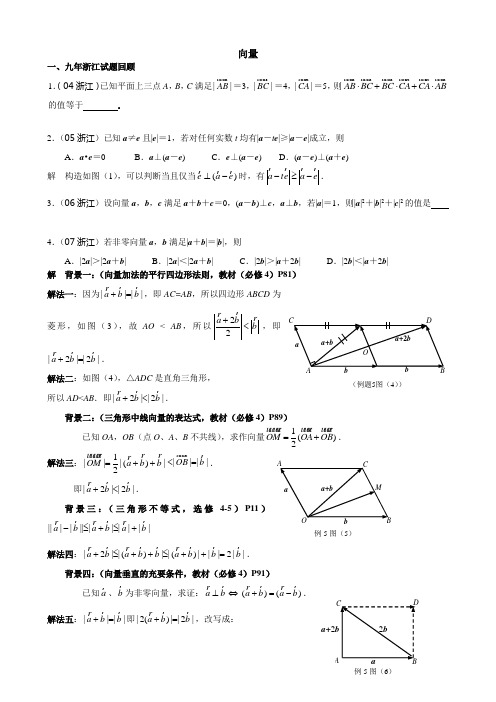 浙江高考向量试题解析