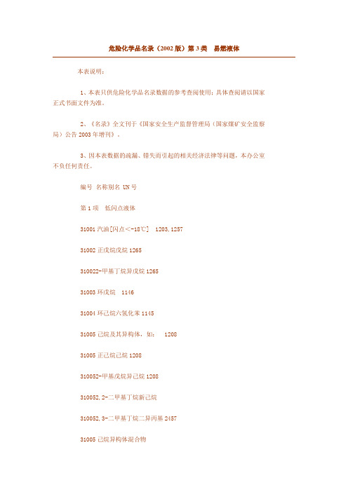 第3类易燃液体