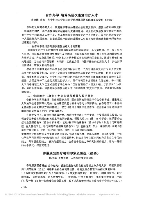 香港康复医疗机构印象及感想_摘要_陈文华