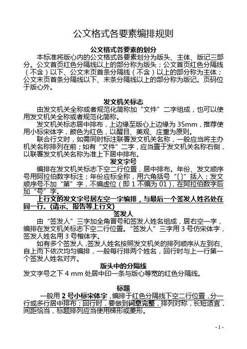 公文格式各要素编排规则