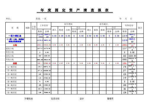 山东省中小学固定资产一至十类清查报表