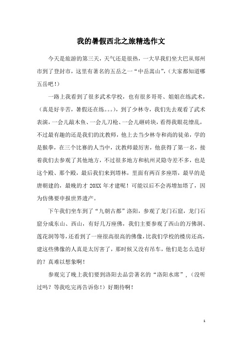我的暑假西北之旅精选作文