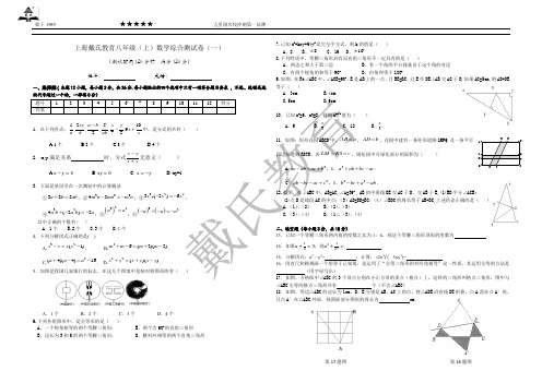 上海戴氏教育--姚方顺--综合测试---(一)(初二)
