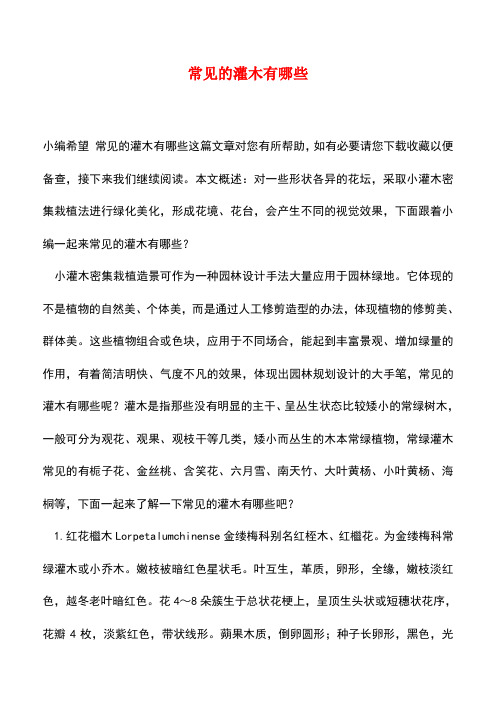 【精品推荐】常见的灌木有哪些