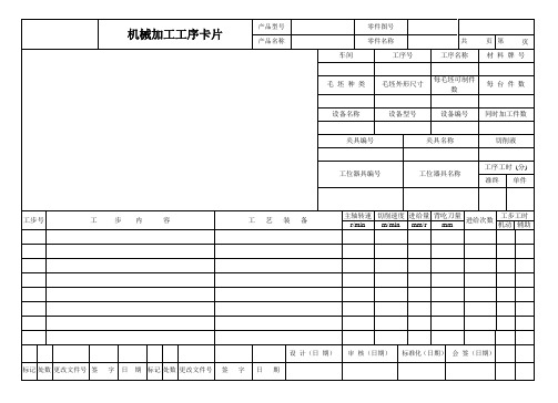 机械加工工艺,工艺过程,工序卡片参考模板A4  标