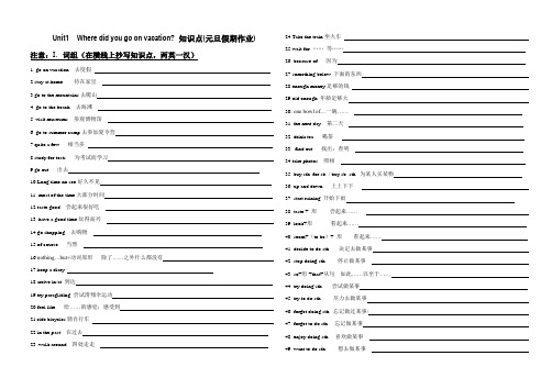 八年级上册Unit1 Where did you go on vacation_英语知识点