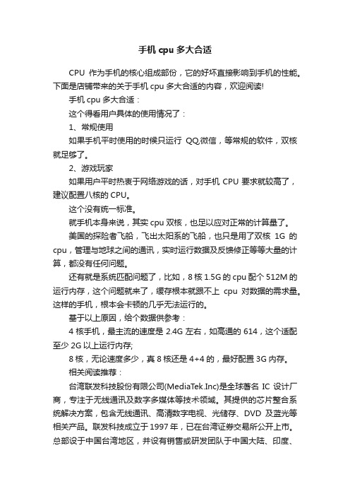 手机cpu多大合适