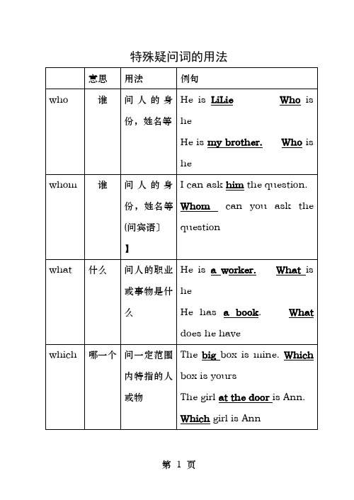 英语特殊疑问词的用法