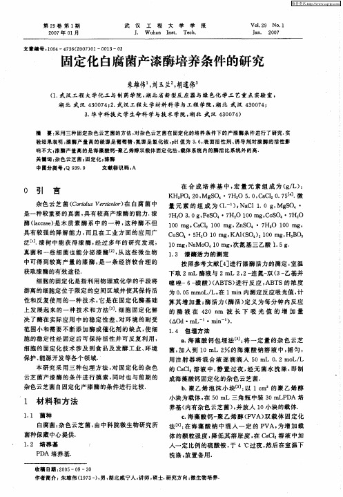 固定化白腐菌产漆酶培养条件的研究
