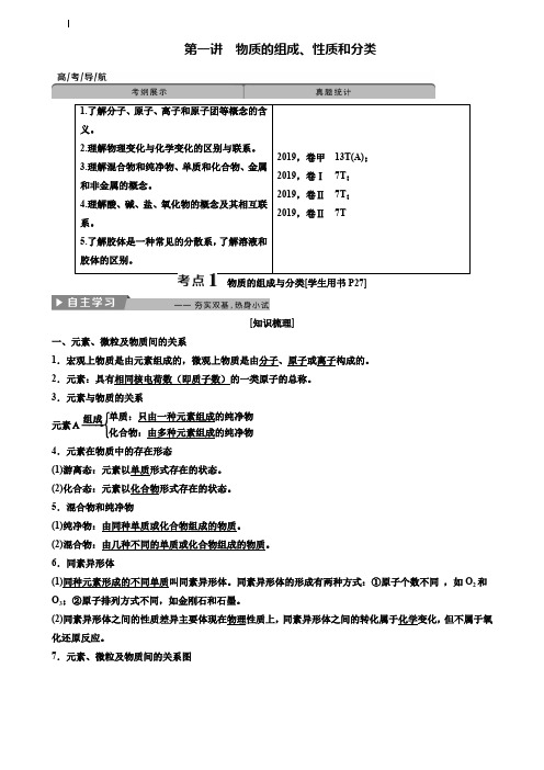 (附加18套模拟试卷)2020年高考化学全国一轮复习及考点梳理_第二章第一讲物质的组成、性质和分类