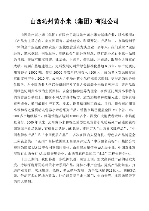 沁州黄小米集团简介