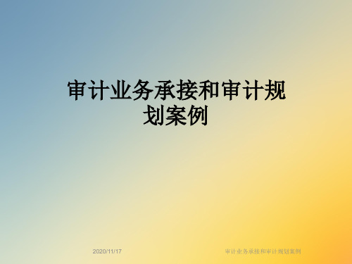 审计业务承接和审计规划案例