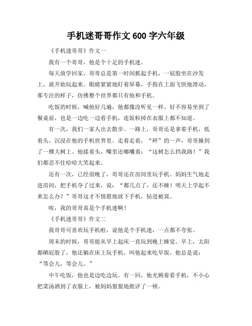 手机迷哥哥作文600字六年级