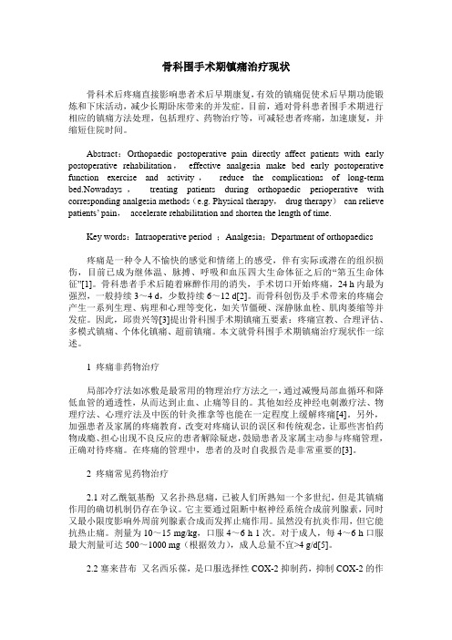 骨科围手术期镇痛治疗现状