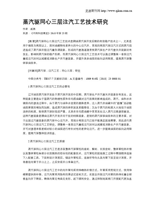 蒸汽驱同心三层注汽工艺技术研究