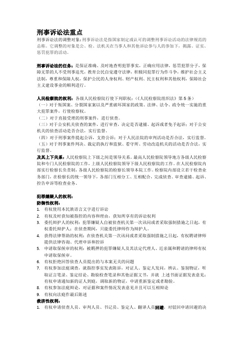刑事诉讼法期末考试复习重点