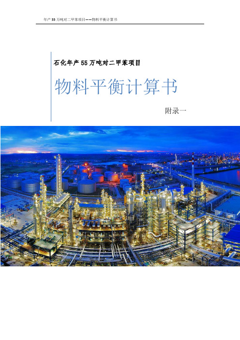 石化年产55万吨对二甲苯项目附录一：物料平衡计算书
