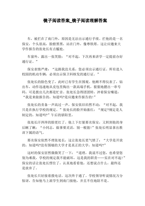 镜子阅读理解答案