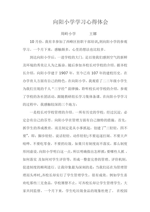 参观向阳小学心得体会