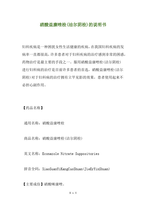 硝酸益康唑栓(洁尔阴栓)的说明书