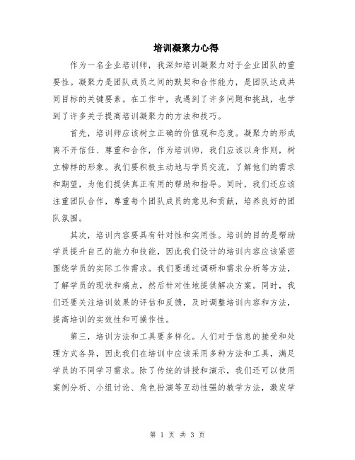 培训凝聚力心得