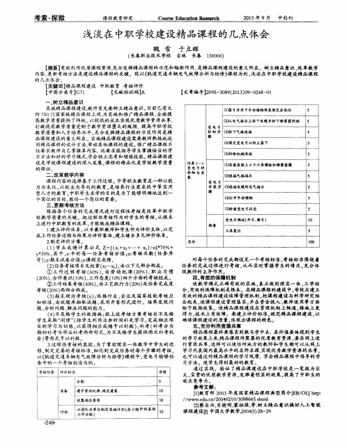 浅淡在中职学校建设精品课程的几点体会