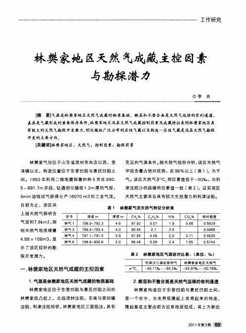 林樊家地区天然气成藏主控因素与勘探潜力