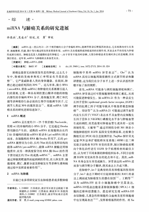miRNA与肺癌关系的研究进展