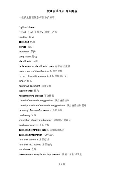 质量管理体系-专业英语