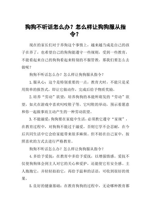 狗狗不听话怎么办？怎么样让狗狗服从指令？