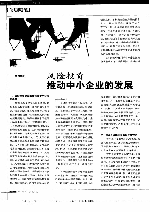 风险投资推动中小企业的发展