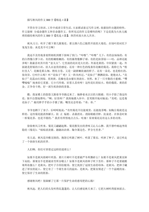 描写秋风的作文500字【精选4篇】精选作文范文