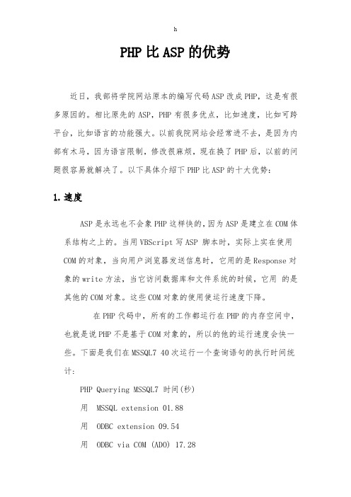 《PHP比ASP的优势》word版