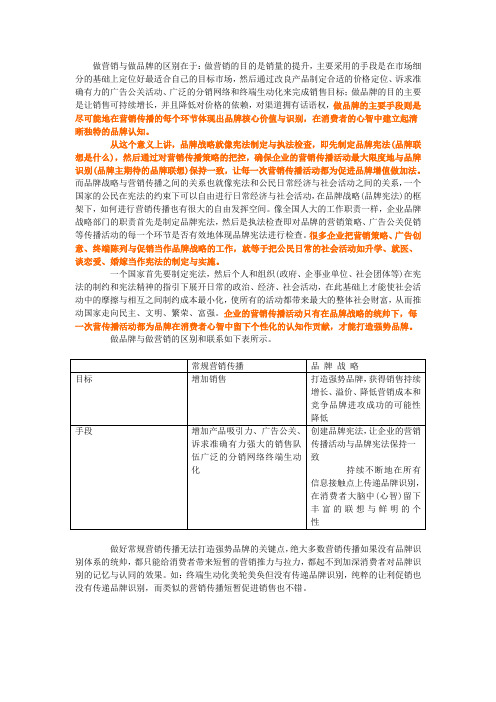 做营销与做品牌的区别