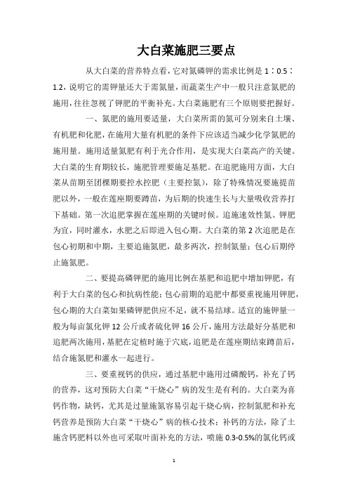 大白菜施肥三要点
