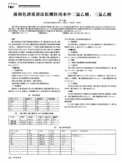 液相色谱质谱法检测饮用水中二氯乙酸、三氯乙酸