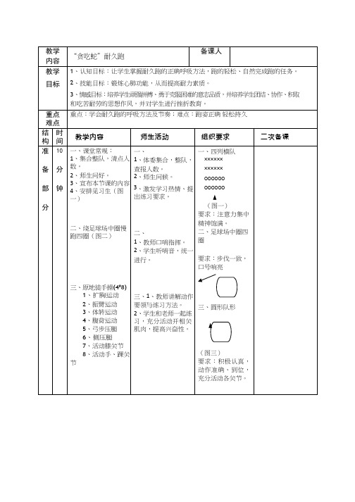 小学体育与健康《“贪吃蛇”耐久跑》优质教案、教学设计