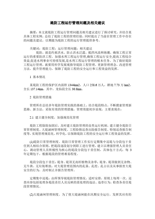 堤防工程运行管理问题及相关建议