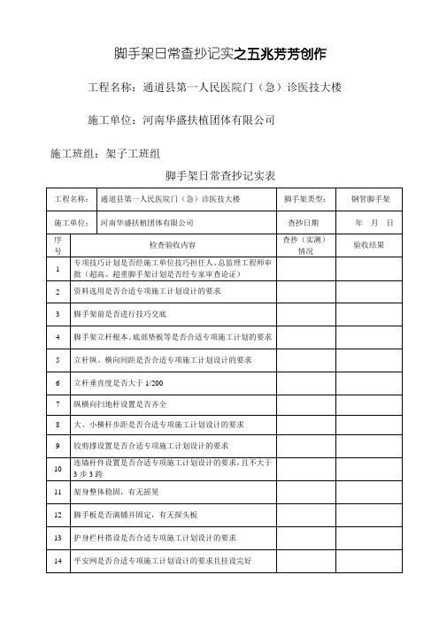 脚手架日常(检查)记录表