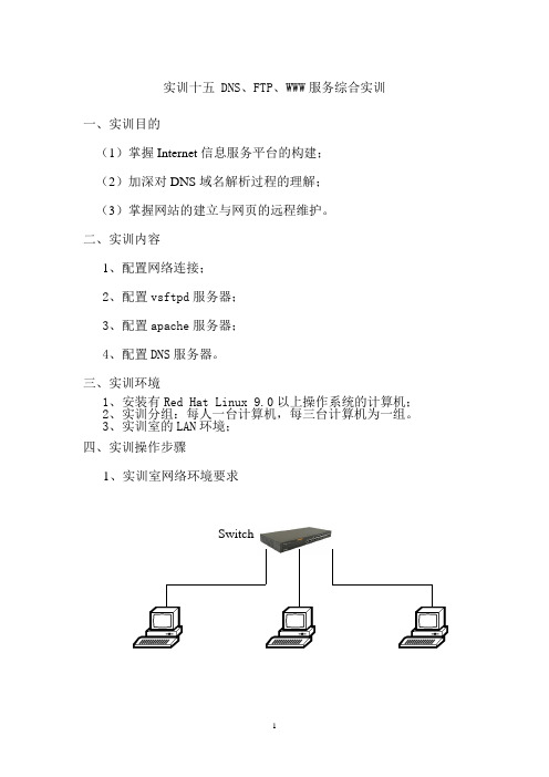 实训15 DNS、FTP、WWW服务综合实训