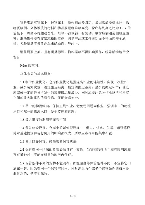 仓库存货限高标准