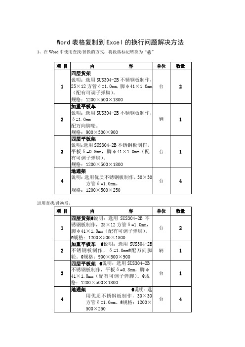 Word表格复制到Excel的换行问题解决方法