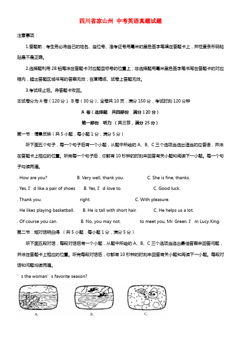 四川省凉山州中考英语真题试题含答案