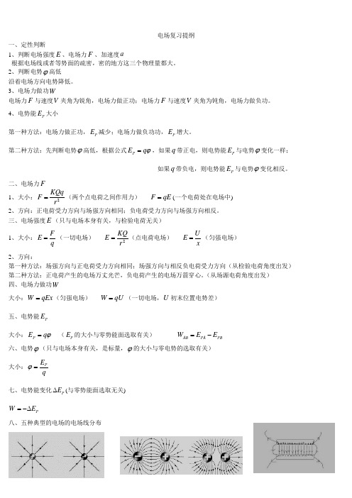 第七章——电场复习提纲
