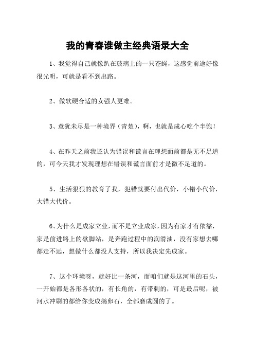 我的青春谁做主经典语录大全